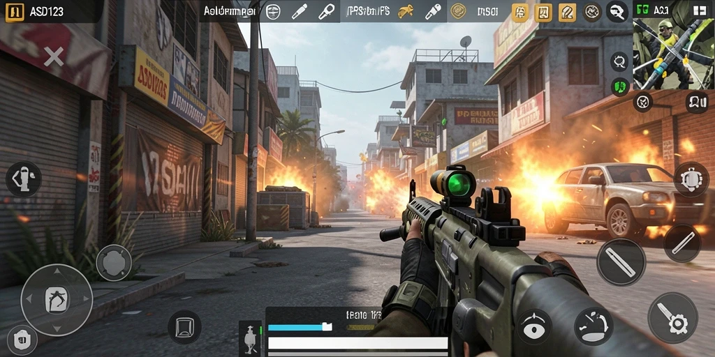 Screenshot gameplay menampilkan aksi tembak-menembak yang mendebarkan.