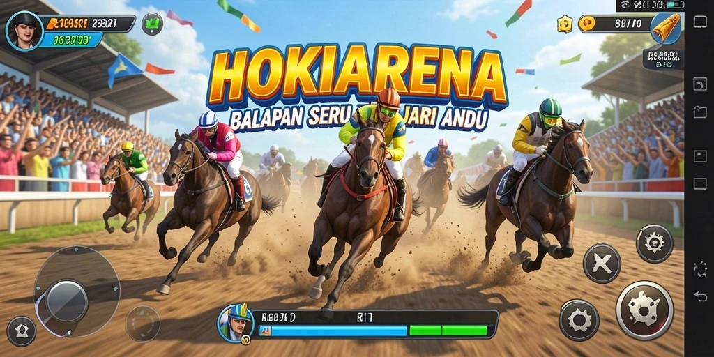 Tampilan gameplay balapan yang mendebarkan di HOKIARENA.
