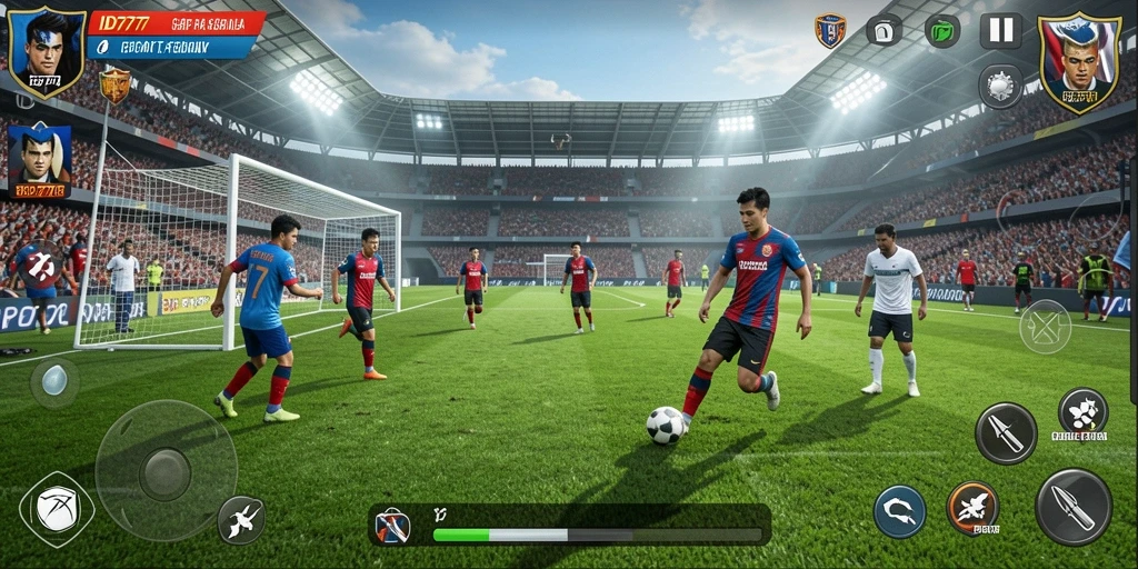 Gameplay menegangkan dalam ID777 dengan aksi sepak bola yang menyenangkan.
