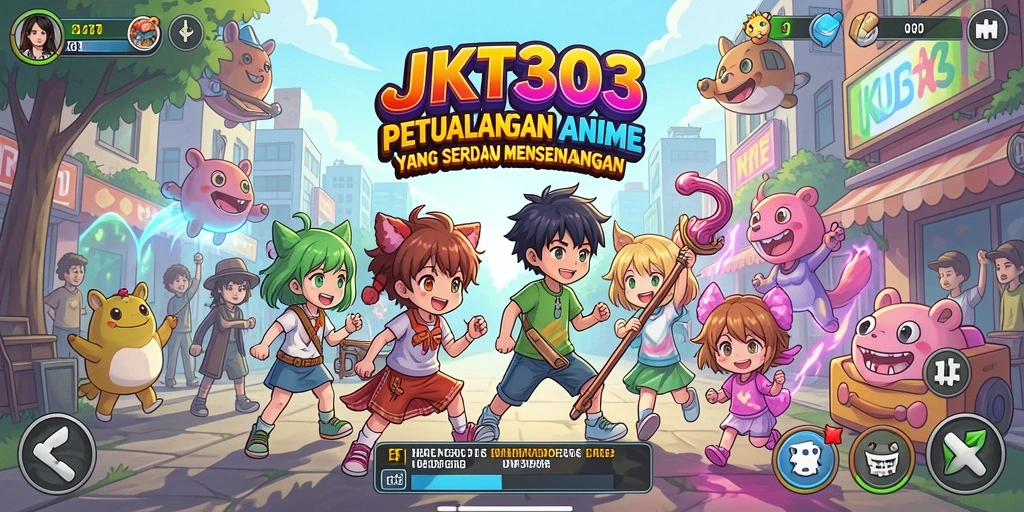 Tangkapan layar gameplay JKT303 menampilkan aksi pertarungan yang dinamis dan karakter Anime yang menarik.