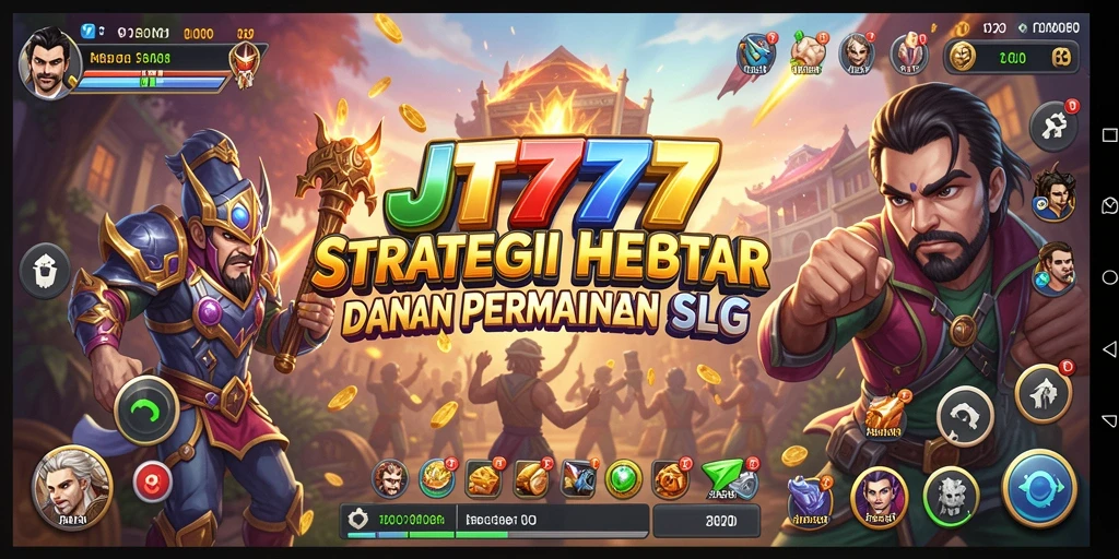 Tangkapan layar JT777 menampilkan aksi seru dalam membangun kerajaan SLG.