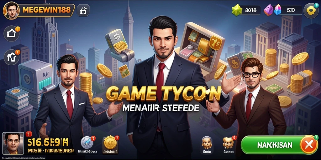 Tampilan gameplay yang menarik dari MEGEWIN188 dengan berbagai aktivitas bisnis.