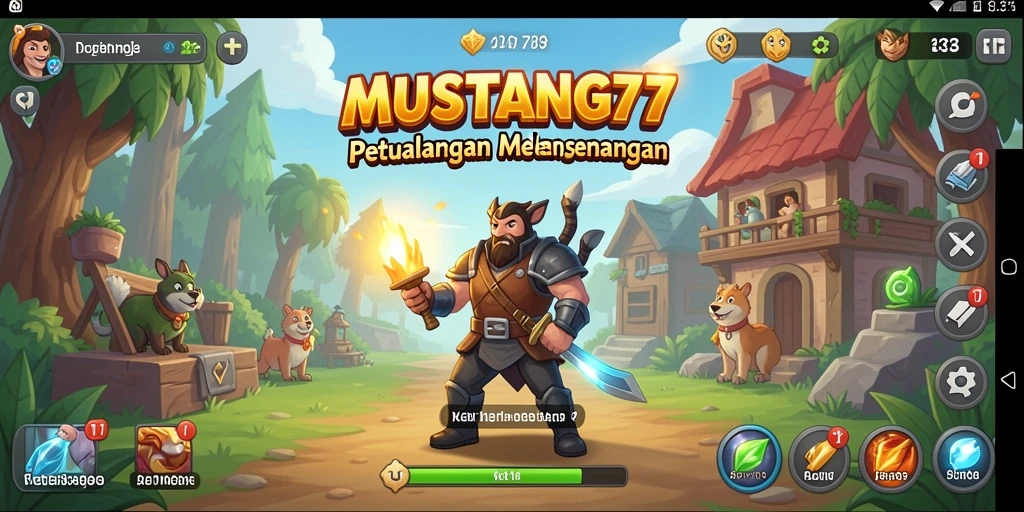 Tampilan gameplay seru dalam MUSTANG77 yang menunjukkan karakter beraksi.