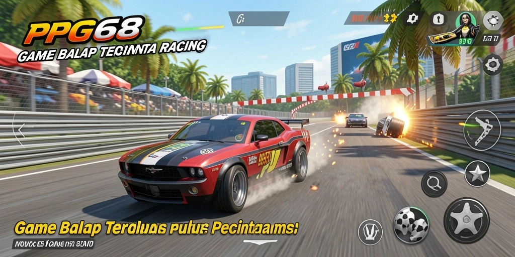 Gameplay PGG68 dengan aksi balap yang mendebarkan dan grafis menawan.